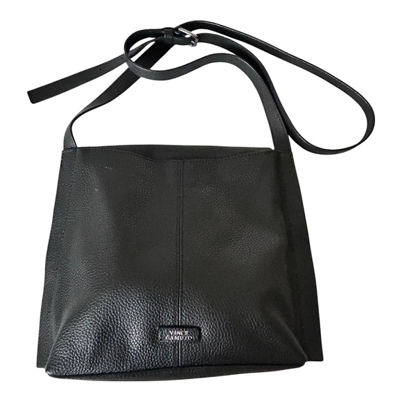 Vince Camuto Black Leather Crossbody Bag with Silver Hardware - Picture 2 of 8